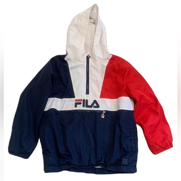 FILA Red White Blue Colorblock Anorak Pullover Windbreaker Jacket M - Picture 1 of 6